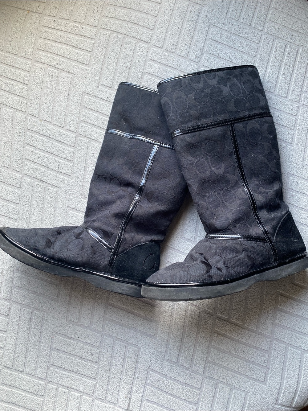 Women’s Nikole Coach Black Signature Jacquard Mid-Calf Boots Size 6B